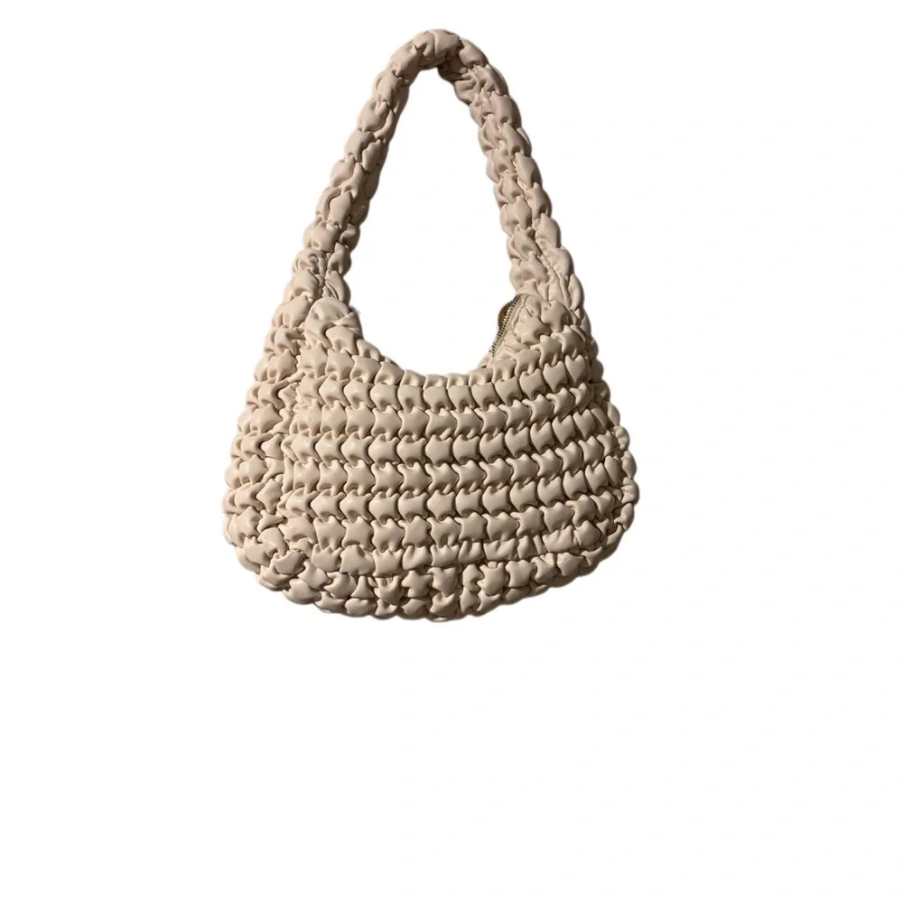 Bershka cream puffy lightweight bag polyester shoulder bag